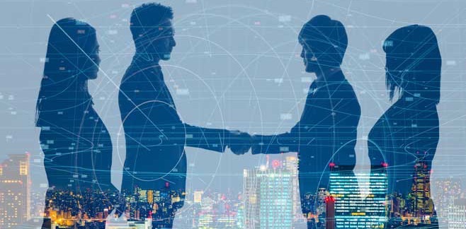 転職 握手 都会 夜