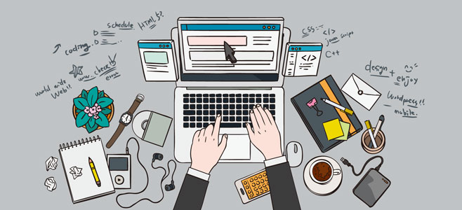 プログラミングする人 パソコン 手帳 コーヒー