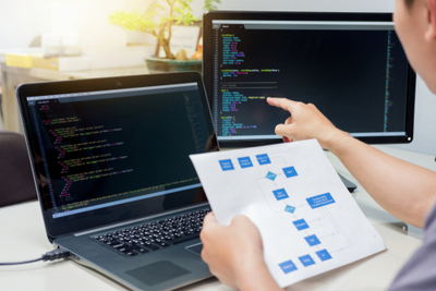 受託開発 イメージ パソコン フローチャート