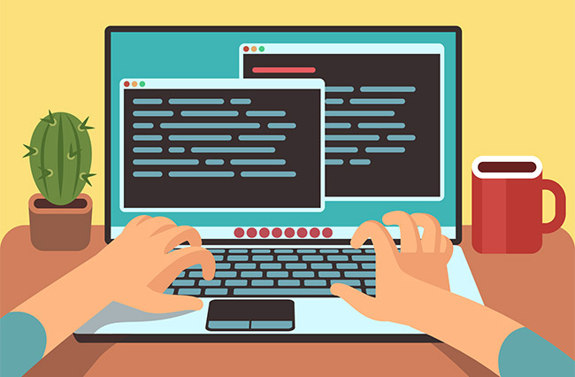 プログラミング パソコン コーヒー サボテン コーディング中