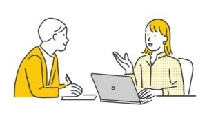 面談 イラスト 男性 女性 パソコン