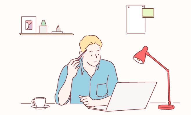 男性 パソコン 考える イラスト