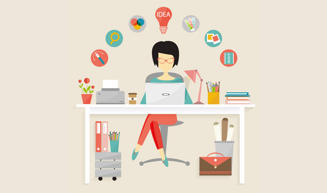 女性 メガネ パソコン イラスト プログラム