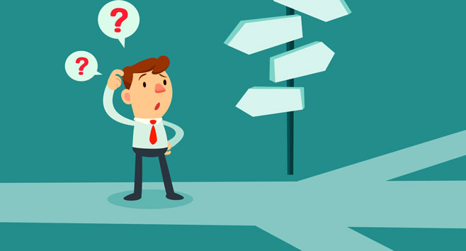 2択 迷う 男性 イラスト